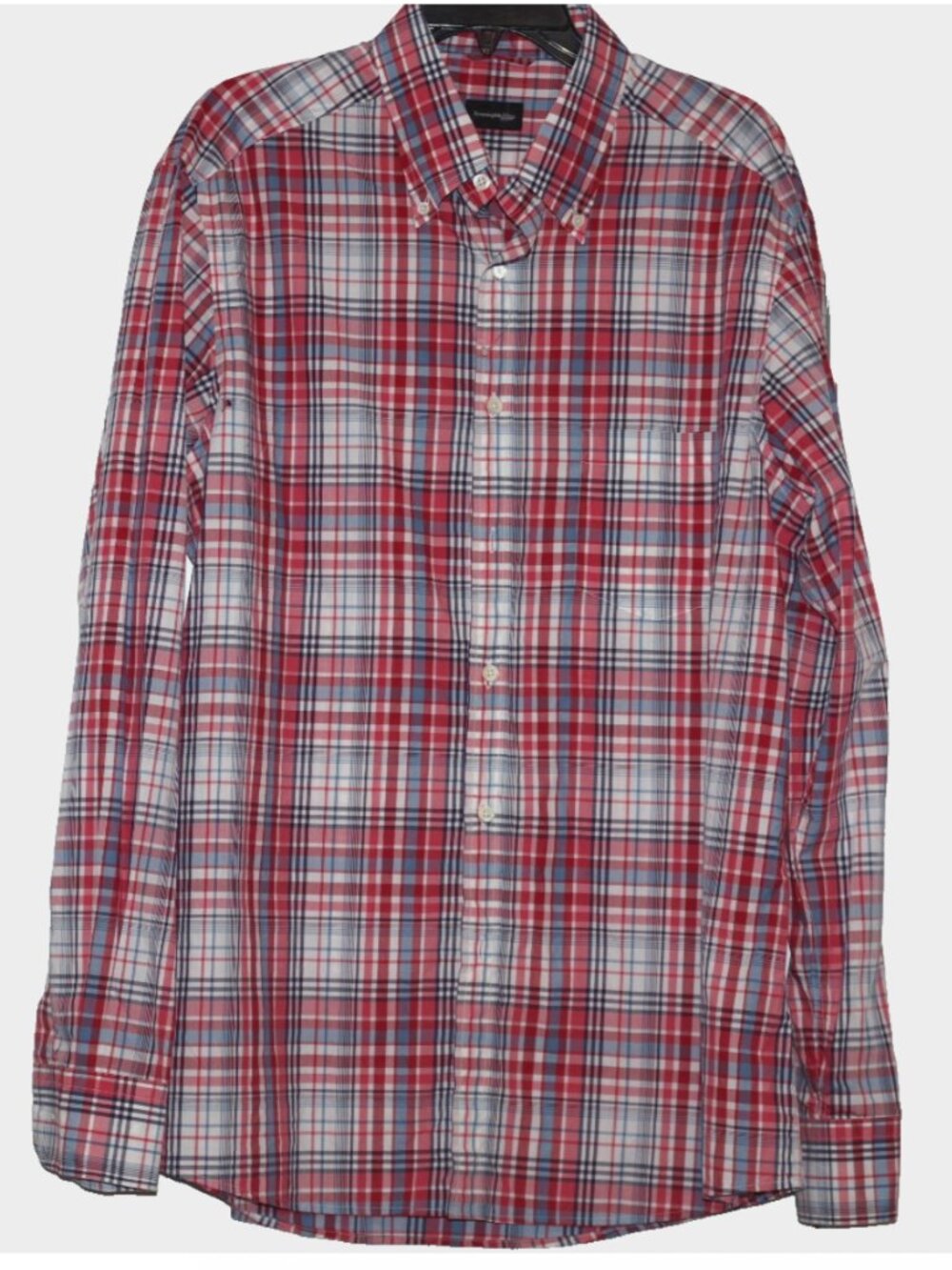 Zegna Red Plaid Cotton Sport Long Sleeve Shirt Men Size:XL